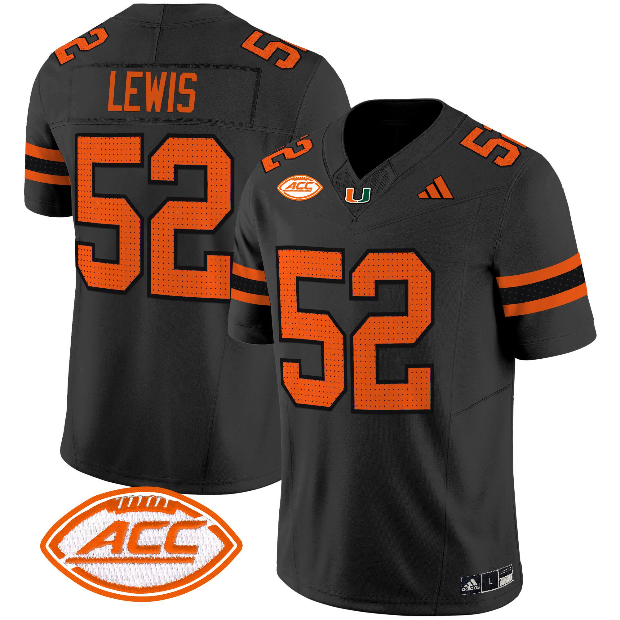 Men Miami Hurricanes #52 Lewis Black 2024 Vapor Limited NCAA Jersey->ncaa teams->NCAA Jersey